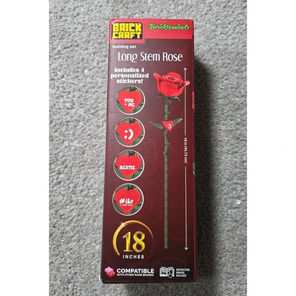 Brick Craft Bricktanicals Building Set 72626 Long Stem Red Rose -79 Pieces New